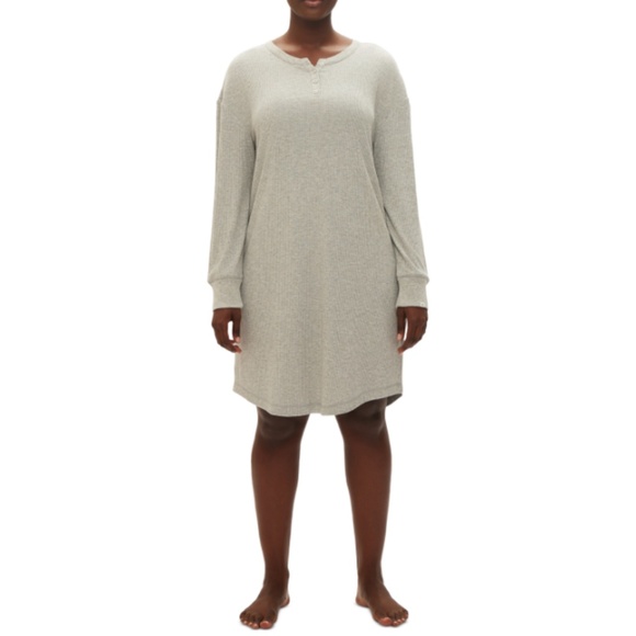 Gap GapBody Women's Henley Dorm Long-Sleeve Sleepshirt - Grey - Picture 2 of 2